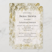 金ゴールドクリームオーキッドフラワーズブライダルシャワー 招待状 (正面/裏面)