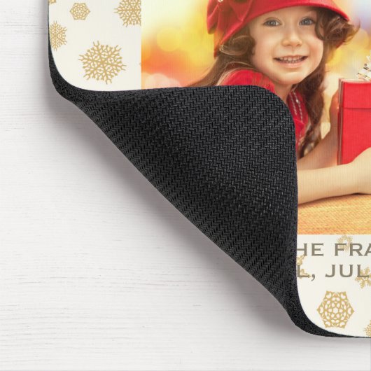 金ゴールドクリームクリスマススノーフレークの願い写真ギフト マウスパッド (コーナー)