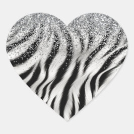 金ゴールドクリームグリジーグリッターゼブラプリント ハートシール