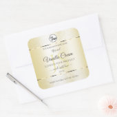 金ゴールドクリームグリッター製品ラベルイニシャルロゴ スクエアシール (封筒)