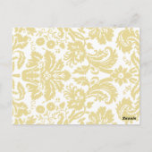 金ゴールドクリームダマスク結婚式テーブルカード ポストカード (裏面)