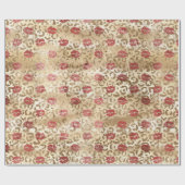 金ゴールドクリームヒョウ赤い唇 ラッピングペーパー (フラット)