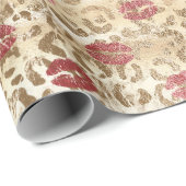 金ゴールドクリームヒョウ赤い唇 ラッピングペーパー (ロールコーナー)