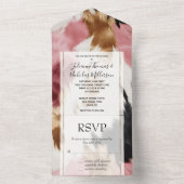 金ゴールドクリームピンクブラック女性のカーボーイ牛革 オールインワン招待状 (内側)