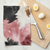 金ゴールドクリームピンクブラック女性のカーボーイ牛革 キッチンタオル (四つ折り)