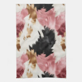 金ゴールドクリームピンクブラック女性のカーボーイ牛革 キッチンタオル (縦)