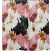 金ゴールドクリームピンクブラック女性のカーボーイ牛革 シャワーカーテン (正面)