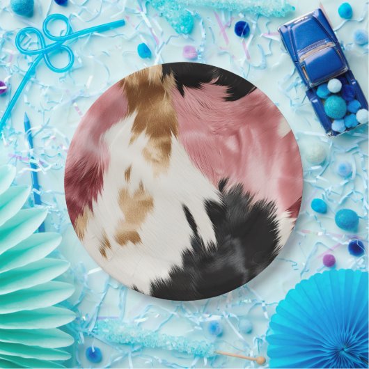 金ゴールドクリームピンクブラック女性のカーボーイ牛革 ペーパープレート (パーティー)