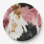 金ゴールドクリームピンクブラック女性のカーボーイ牛革 ペーパープレート (正面)