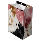 金ゴールドクリームピンクブラック女性のカーボーイ牛革 ミディアムペーパーバッグ (正面アングル)