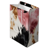 金ゴールドクリームピンクブラック女性のカーボーイ牛革 ミディアムペーパーバッグ (裏面アングル)