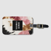 金ゴールドクリームピンクブラック女性のカーボーイ牛革 ラゲッジタグ (正面横)