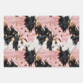 金ゴールドクリームピンクブラック女性のカーボーイ牛革 ラッピングペーパーシート (正面2)