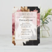 金ゴールドクリームピンクブラック女性のカーボーイ牛革 招待状 (スタンド正面)