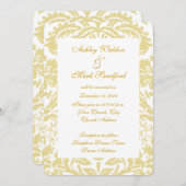 金ゴールドクリームフローラダマスク結婚式招待状 招待状 (正面/裏面)