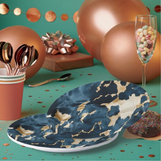 金ゴールドクリームブルーコウィド ペーパープレート (複数)