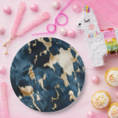 金ゴールドクリームブルーコウィド ペーパープレート (パーティー)