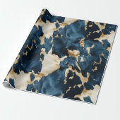 金ゴールドクリームブルーコウィド ラッピングペーパー (アンロールド)