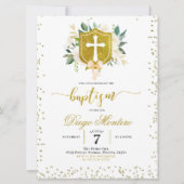 金ゴールドクレストとクロス男女兼用バプテスマ招待状 招待状 (正面)