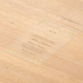 金ゴールドクレストモノグラム華美フレ結婚ーム アクリル招待状 (レイダウン)