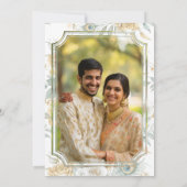 金ゴールドクレスト王室のインディアンホワイトピーコック結婚ズ セーブザデート (裏面)