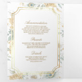 金ゴールドクレスト王室のインディアンホワイトピーコック結婚ズ 三つ折り招待状 (内部最初)