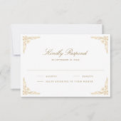 金ゴールドクレスト王室のインディアンホワイトピーコック結婚ズ 出欠カード (正面)