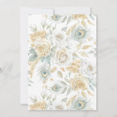 金ゴールドクレスト王室のホワイトピーコックブライダルシャワー 招待状 (裏面)