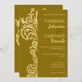 金ゴールドクレスト結婚式招待状 招待状 (正面/裏面)