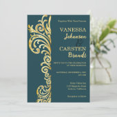 金ゴールドクレスト結婚式招待状 招待状 (スタンド正面)