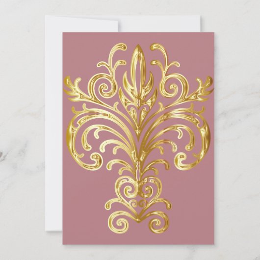 金ゴールドクレスト結婚式招待状 招待状 (裏面)