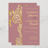 金ゴールドクレスト結婚式招待状 招待状 (正面/裏面)