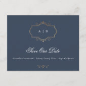 金ゴールドクレストnavy burgundy写真を保存日付 案内状 (正面)