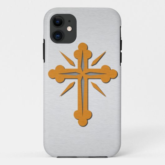 金ゴールドクロスおよび白金ステンレス鋼金属 Case-Mate iPhoneケース (裏面)