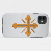 金ゴールドクロスおよび白金ステンレス鋼金属 Case-Mate iPhoneケース (裏面(横))