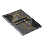 金ゴールドクロスとグレーモダンデザイン- John 3:16 ノートブック (右側)