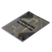 金ゴールドクロスとグレーモダンデザイン- John 3:16 ノートブック (左側)