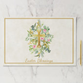 金ゴールドクロスとピンクのバラカスタムスのイースターランチョンマット ペーパーパッド (インサイチュ)