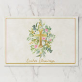 金ゴールドクロスとピンクのバラカスタムスのイースターランチョンマット ペーパーパッド (正面)