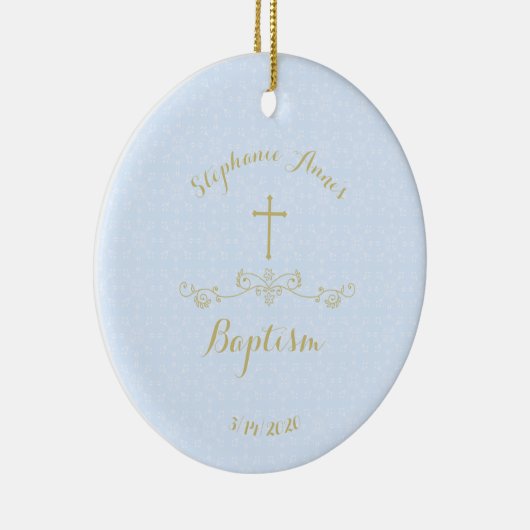 金ゴールドクロスとローレルインライトブルーセラミックオルナム セラミックオーナメント (右)
