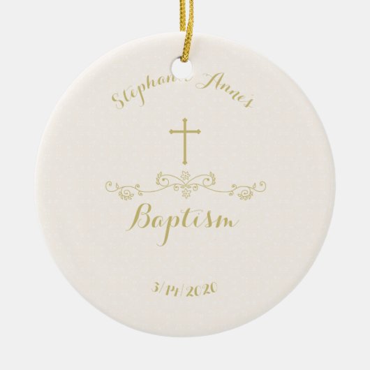 金ゴールドクロスアンドローレル セラミックオーナメント (正面)