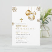 金ゴールドクロスウィンタークリスマスファースト聖餐式 招待状 (スタンド正面)