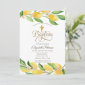 金ゴールドクロスウォーターカラーシトラスレモン植物学 招待状 (スタンド正面)