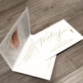 金ゴールドクロスエレガントフォトバプテスマ サンキューカード