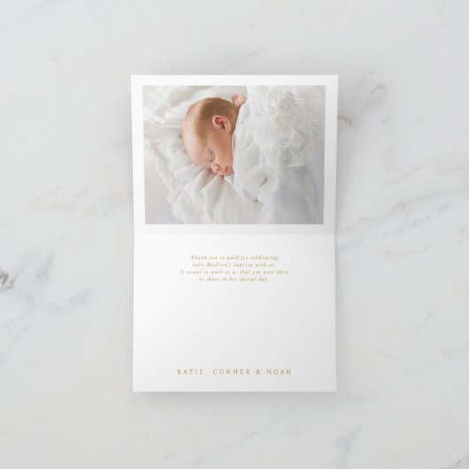 金ゴールドクロスエレガントフォトバプテスマ サンキューカード (内部)