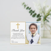 金ゴールドクロスエレガント写真第1回コミュニオンありがとう ポストカード (スタンド正面)