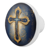 金ゴールドクロスオンブルー セラミックノブ (右)