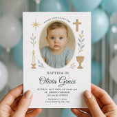 金ゴールドクロスガールバプテスマ招待状 招待状