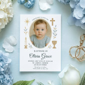 金ゴールドクロスガールバプテスマ招待状 招待状