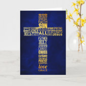 金ゴールドクロスクリスチャン復活祭 カード (黄色い花)